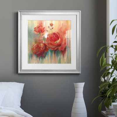 Arbor Red III - Matted and Framed Under Acrylic Glass, Large Living Room Wall Art