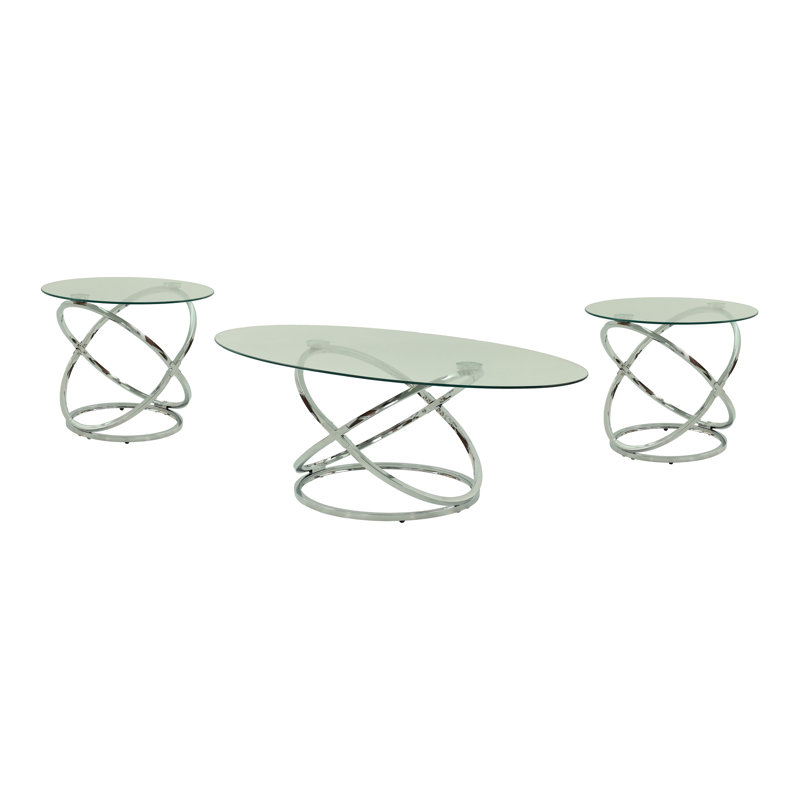 Ensemble de table 3 pièces avec plateau en verre Taevion