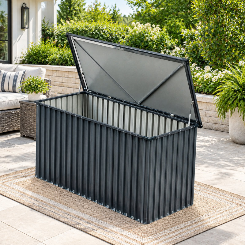 Coffre de terrasse verrouillable en métal résistant à l'eau avec serrure de 71,5 po Primestok