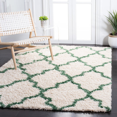 Suez Geometric Ivory/Green Area Rug
