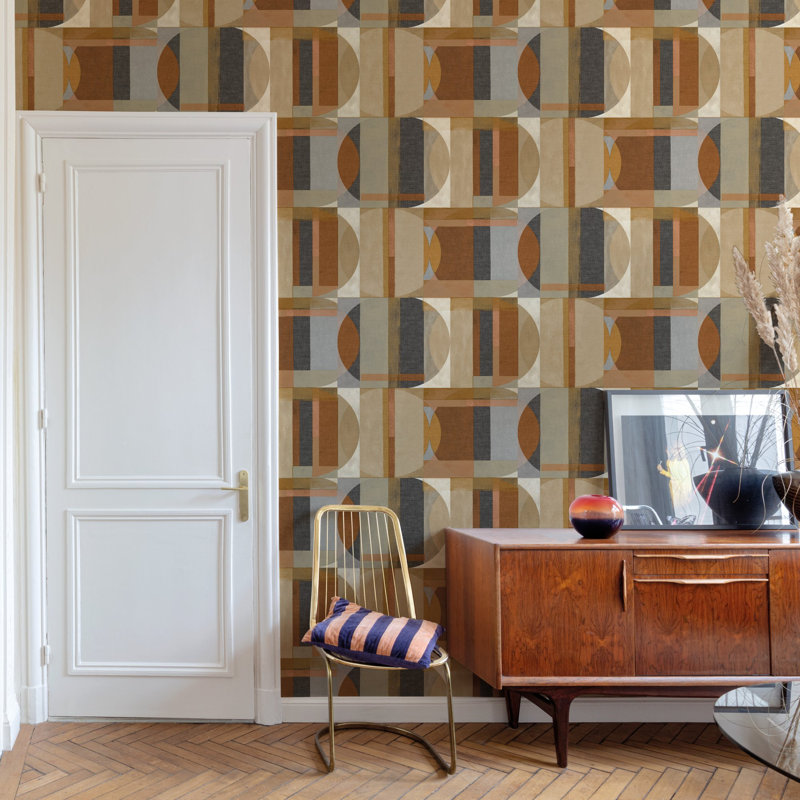Arcadia Collection Geometric Motives Wallpaper Roll, Brown