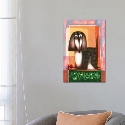 Dog And Ball by Art Mirano - Wrapped Canvas Print