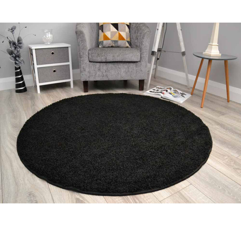 Juwon Solid Colour Shag Area Rug, Round 133cm 
