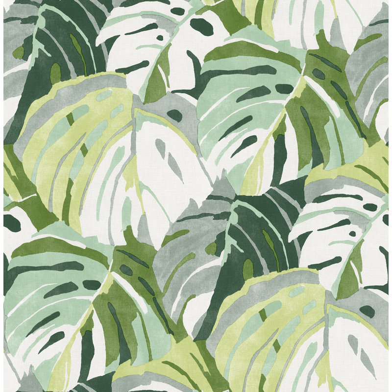 Rouleau de papier peint L 33 pi x l 20,5 po Mccubbin Monstera, Vert