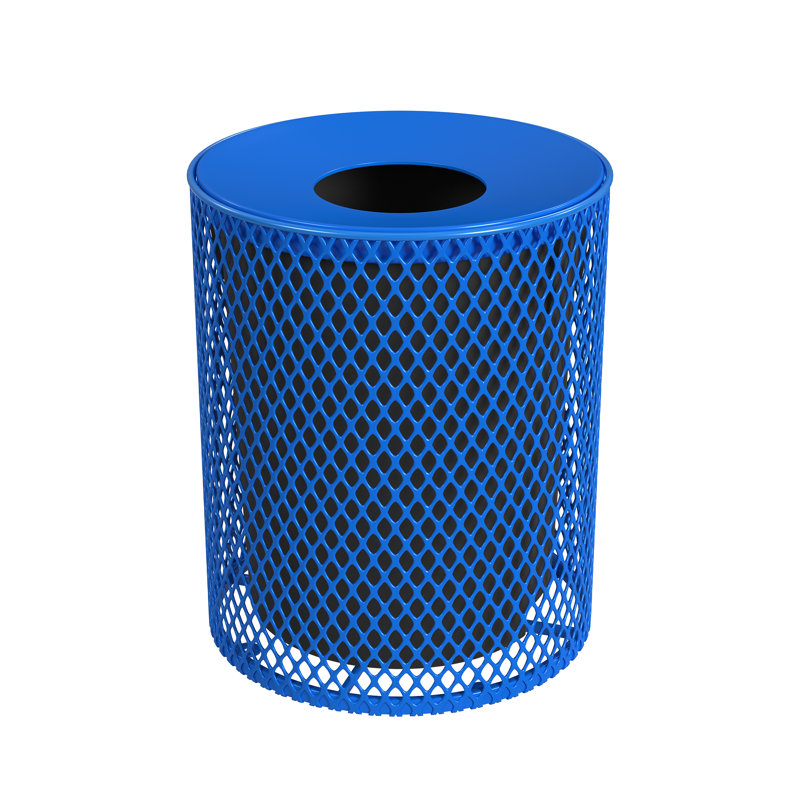 Leisure Craft 32 Gallon Expanded Metal Outdoor Receptacle, Blue