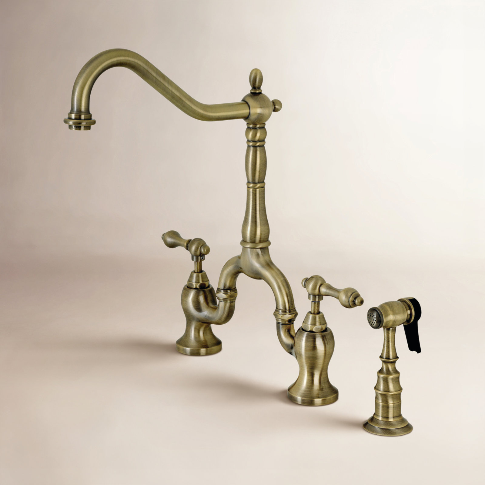 Kingston Brass English Country Bridge Faucet, Antique Brass