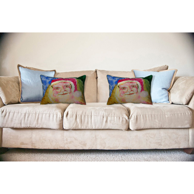 Santa Face Outdoor Throw Pillow, Large