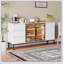 Buffet avec rangement, salle de rangement à panneau latéral de cuisine avec portes et 3 tiroirs, support de garde-manger, console, mobilier de table de salle à manger, salon, salle à manger blanche