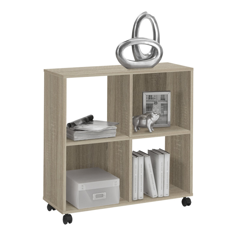 78cm H x 72cm W Solid Wood Cube Bookcase, Oak