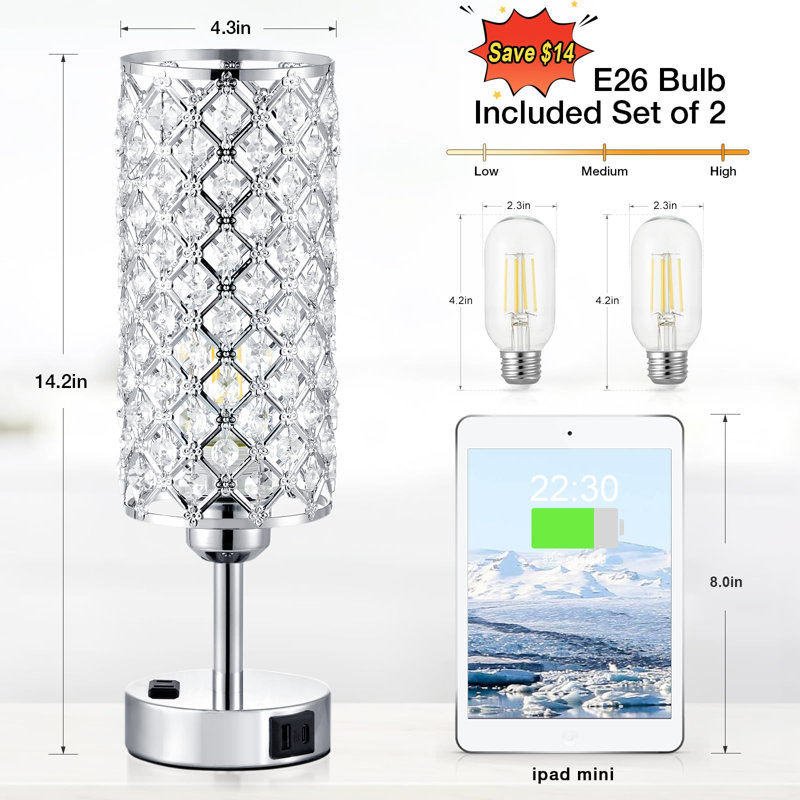 Metal USB Table Lamp, Silver