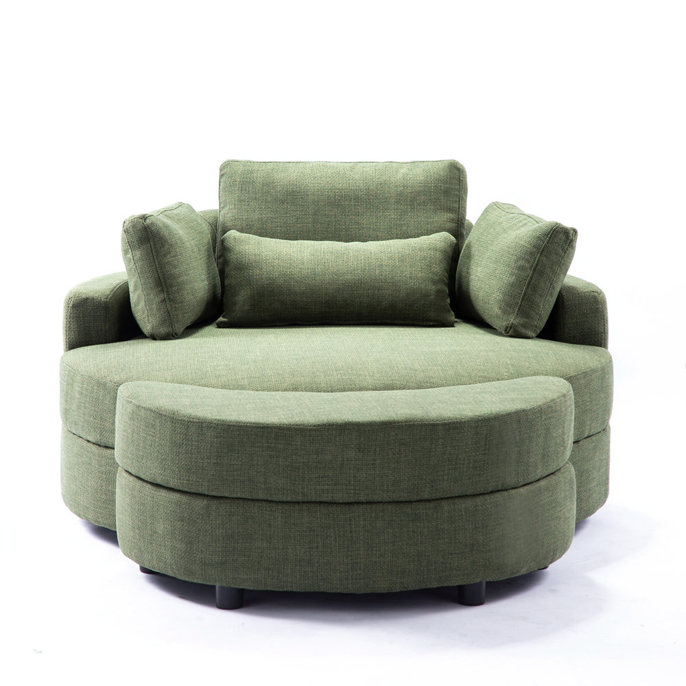 Latitude Run® Large round chair with ottoman | Wayfair