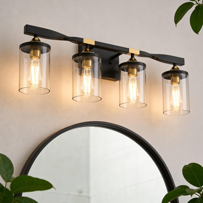 Glass Shade Vanity Light With Bulbs