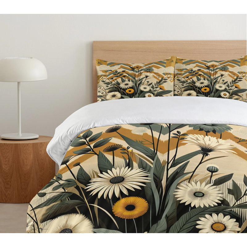 Floral Eucalyptus Duvet Cover, King Duvet Cover + 2 Standard Shams