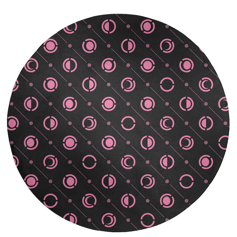 Chenille Geometric Indoor Rug, Round 5'