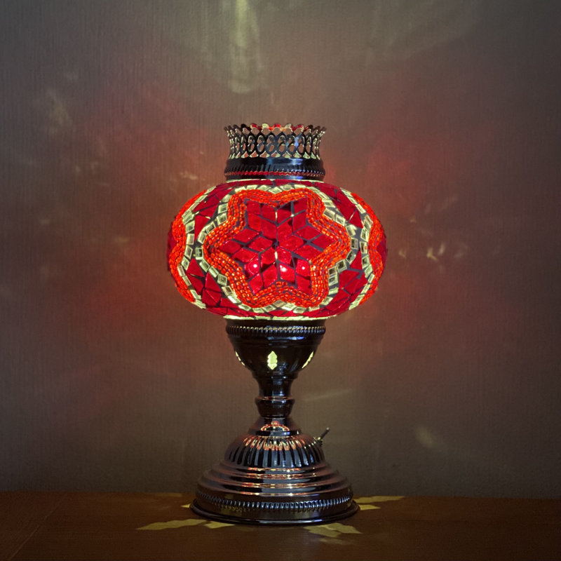 Joseph 36 cm Silver Lava Table Lamp, Red