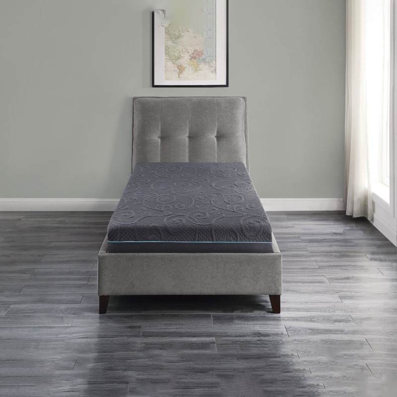 Matelas hybride en mousse viscoélastique imprégnée de gel 8 po, gris foncé, matelas dans une boîte, matelas ferme et confortable