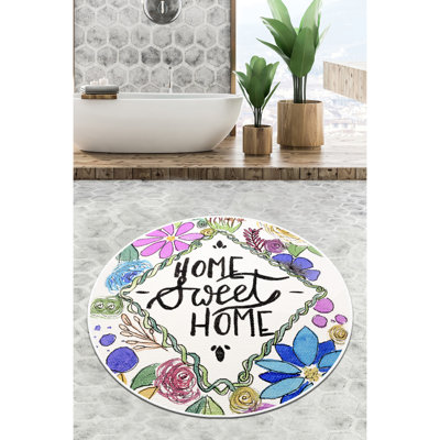 Antibacterial Bathmat, 100% Polyester, 55.1 in Diameter | 10 mm Pile Height, Non-Slip Underside | Machine Washable, 700 g/m² | Ideal for Bathroom Safety & Comfort, Easy to Clean, Elegant Design