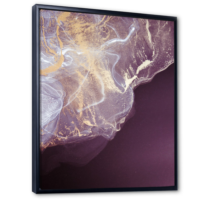 Art luxueux sur toile marbré de luxe mauve doré, H 36 po x l 24 po x P 1 po, Toile à cadre flottant noir