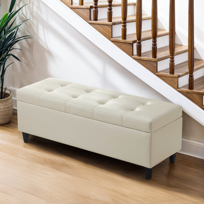 50.5‘ Wide Tufted Faux Leather Upholstered Storage Bench by Hokku Designs