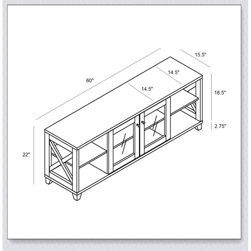 Meuble audio-vidéo 60 po, meuble télé 60 po avec 4 tablettes et armoire centrale transparente