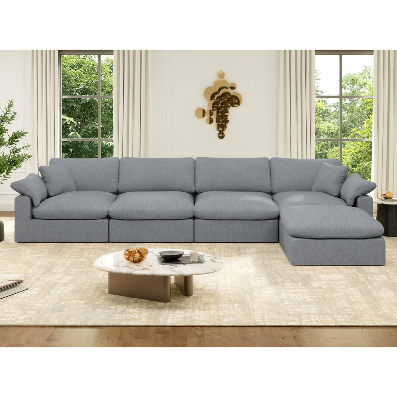 Canapé-lit modulaire Rawls, Gris, H 25,2 po x l 143 po x P 71,5 po, 5