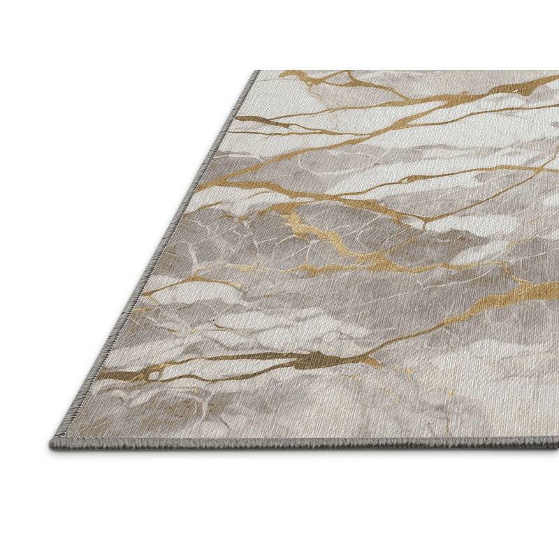Machine Washable Gray Area Rug, Rectangle 2' x 3'