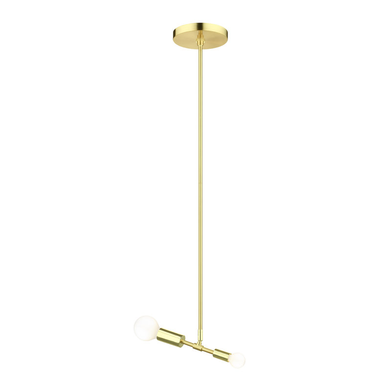 Luminaire suspendu unique à 2 lumières Zailen, Laiton satiné