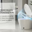 Toilette intelligente une pièce avec bidet intégré, siège à ouverture / fermeture automatique, chasse d'eau avec capteur de pied, veilleuse, laveuse et sécheuse à eau chaude, siège chauffant, télécommande, blanc-125048839