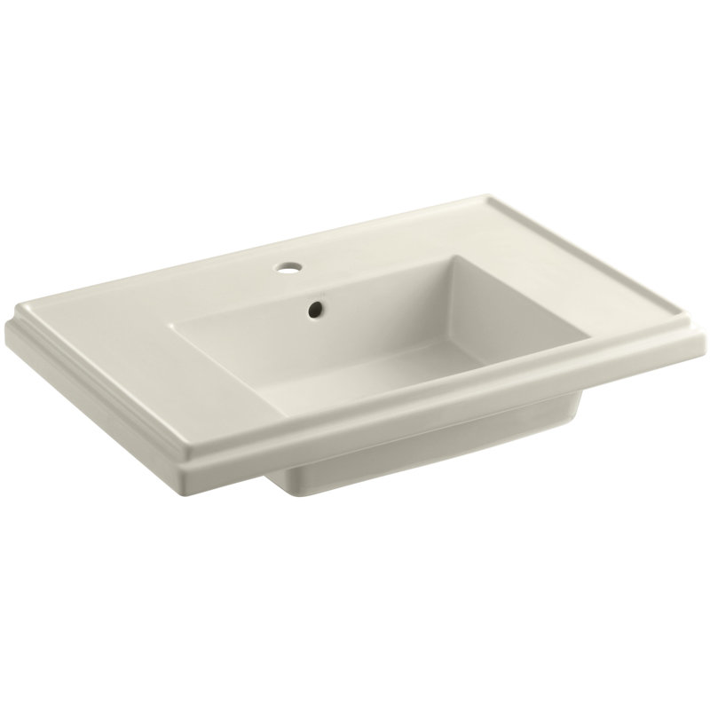 Tresham Ceramic 30" Fireclay Bathroom Sink with Overflow, Noir noir ™, Robinets à monotrou