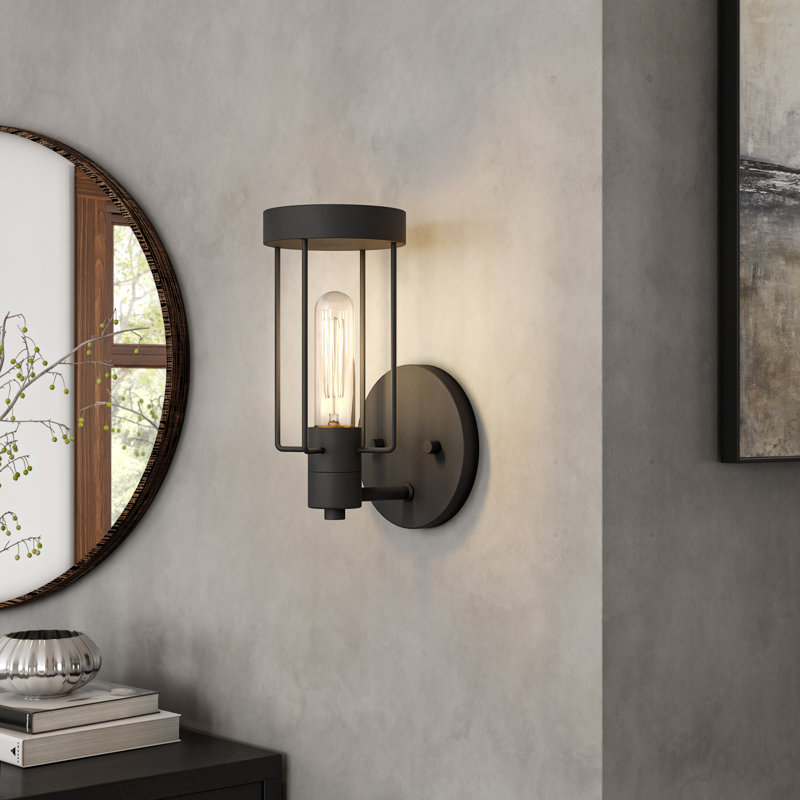 Mikels Steel Flush Mounted Sconce, Matte Black