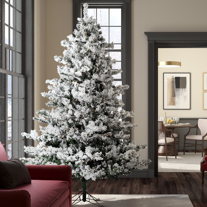 Flocked Alaskan White Pine Artificial Christmas Tree, 9' H