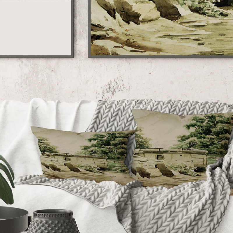 Housse et insert de coussin rectangulaire Cabin in the Mountains