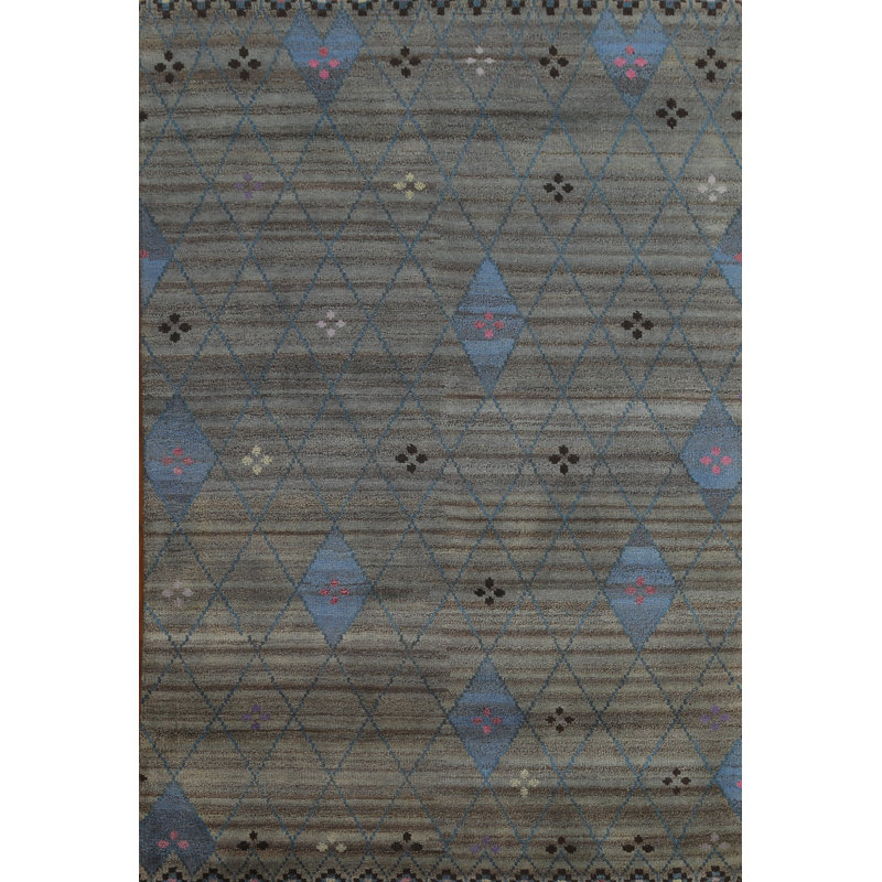 Tapis marocain en laine Trellis noué à la main 5 pi 6 po x 7 pi 10 po