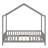 Montessori House Bed with Roof & Canopy, Wood Toddler Floor Bed with High Railings-386128653