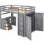 Lit mezzanine simple gris avec tiroir, bureau d'ordinateur et garde-robe. Bois massif robuste. Maximisez l'efficacité de votre espace de vie. Aucun sommier tapissier requis, cadre en bois d'écriture. Votre espace. Base-311582814-311582815
