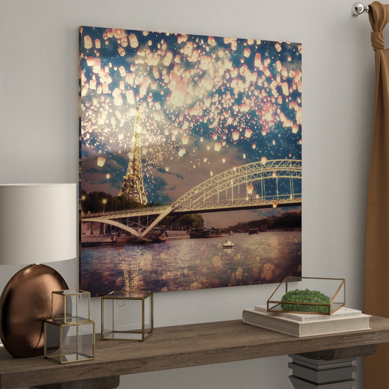 Love Wish: Lanterns Over Paris by Paula Belle Flores - Wrapped Canvas Print, 66.04 cm H x 66.04 cm W x 3.175 cm D