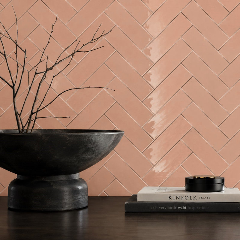 Curvaceous 3" x 12" Ceramic Wall Tile, Blush