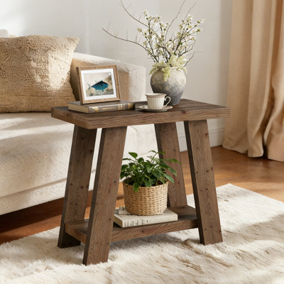 Solid Wood End Table With Storage