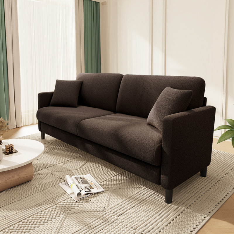 Giavonnie 65'' Velvet Square Arms Loveseat, Brown Teddy