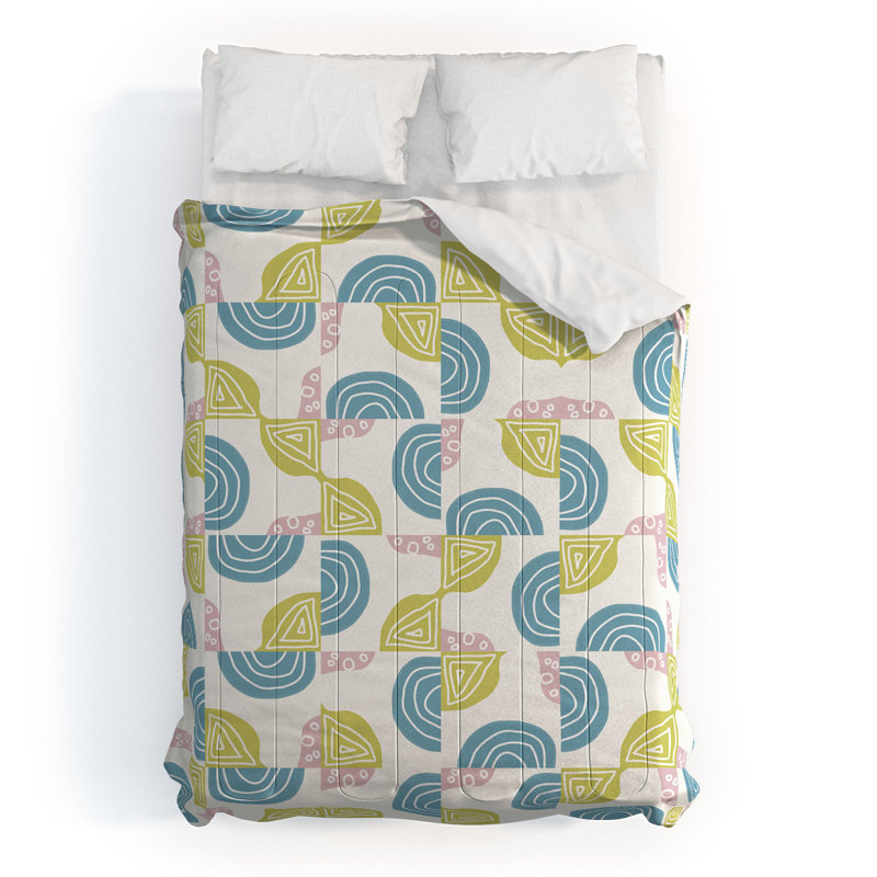 Mirimo Cotton Channel Geometric Shapes Comforter, Queen Comforter