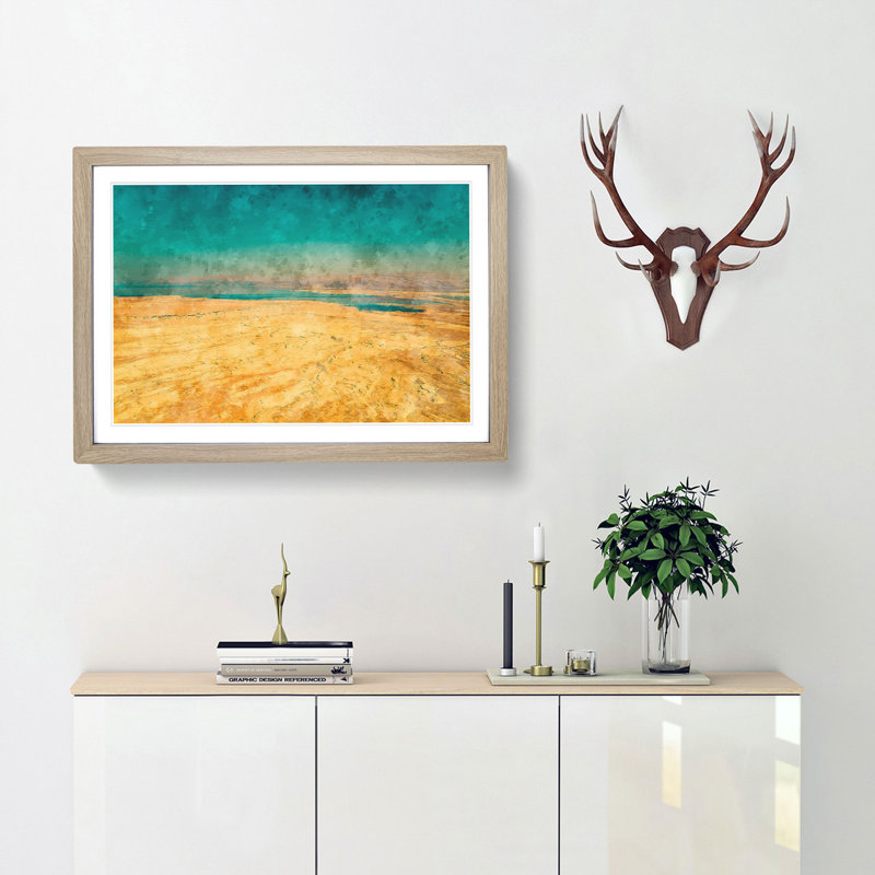 The Dead Sea In Israel - Single Picture Frame Painting on MDF, 33cm H x 45cm W x 2cm D, Oak Framed