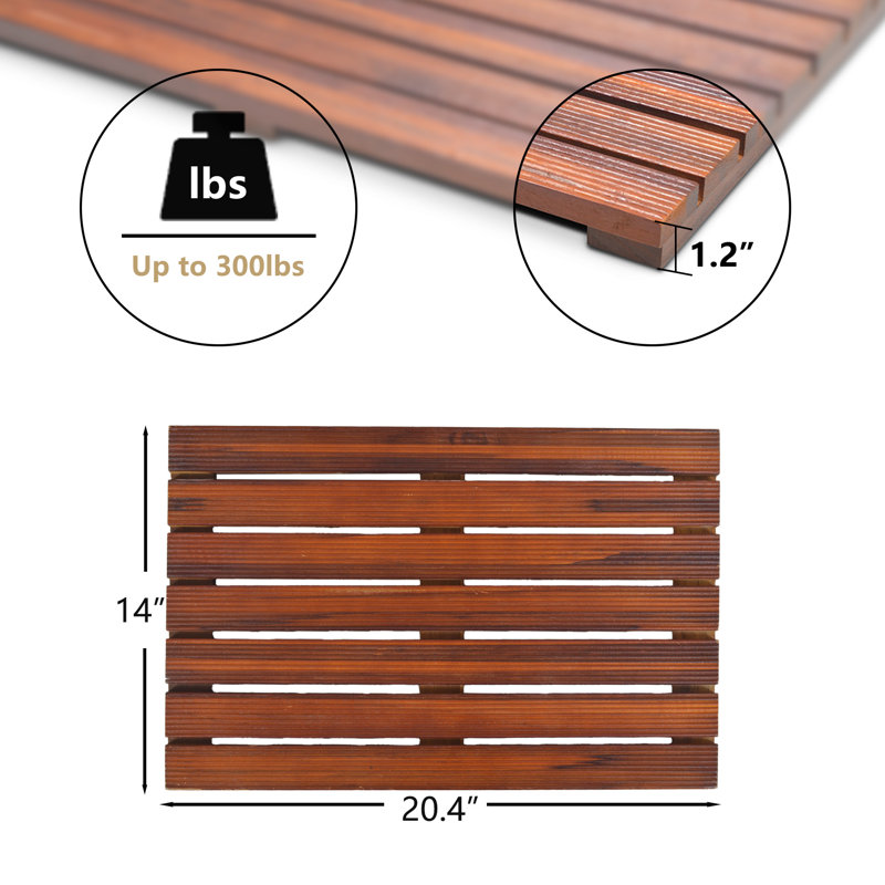 Tapis en bois de teck antidérapant Petties, L 21 po x l 14 po
