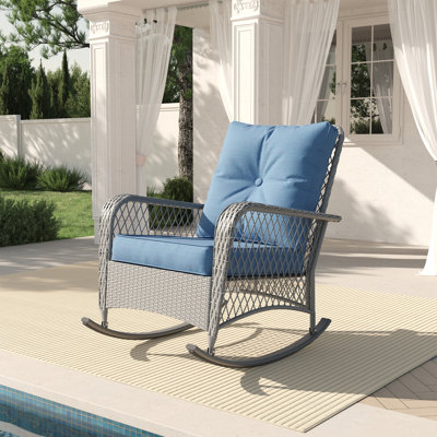 Yentin Outdoor Rattan Wicker Rocking Chair with Cushions by Bay Isle Home