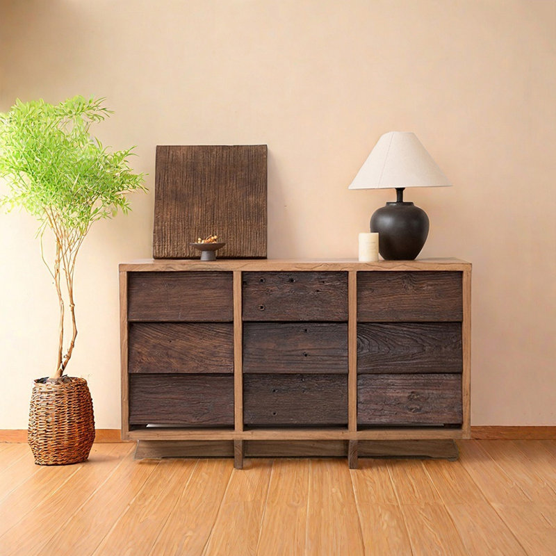 Buffet Wabi-sabi vieille porte en bois