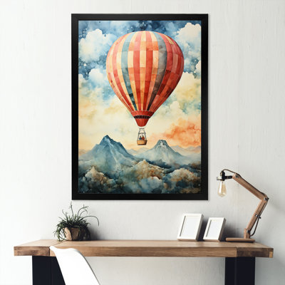 " A Classic Art Study Of A Hot Air Balloon In Flight Mountain View I "