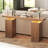 Modern Console Table With Led Lighting Walnut Finish For Entryway & Living Room