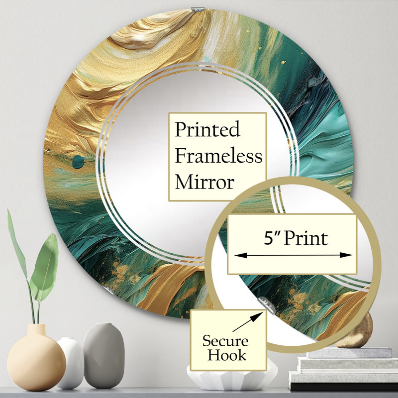 Kohaku - Miroir mural moderne rond, 24 po x 24 po