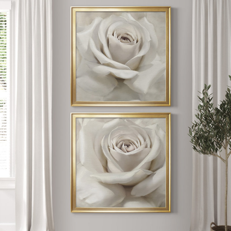 «Dreamy I», ensemble de 2 reproductions d'art encadrées, H 26,5 po x l 53 po, Toile encadrée, Doré