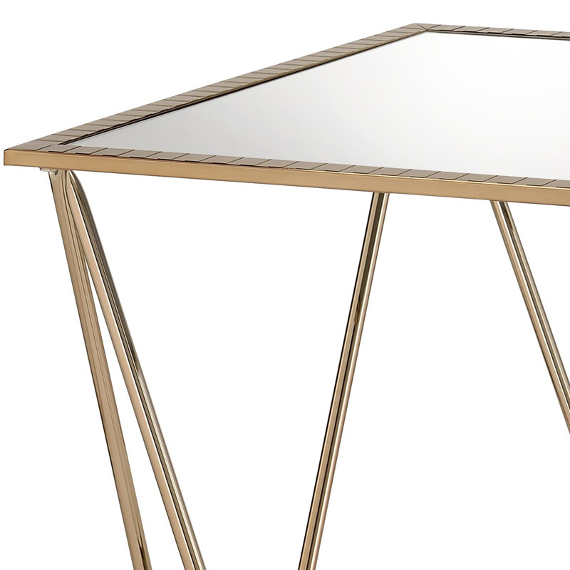 Table de bout Fogya, miroir et finition or champagne