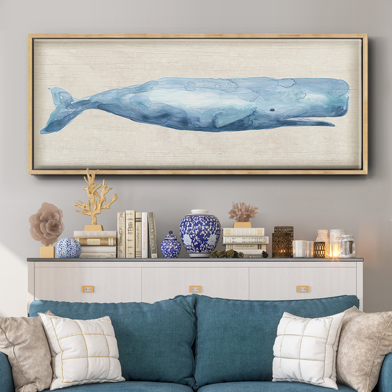 Rustic Whale I- Framed Canvas, 20" H x 50" W
